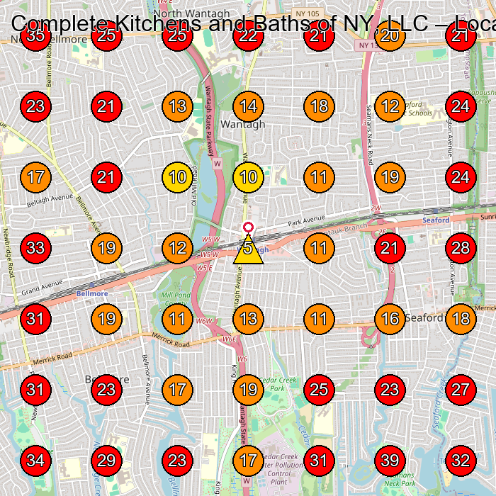 Complete Kitchens and Baths of NY, LLC GeoGrid visibility map for Cabinet Store in Westbury